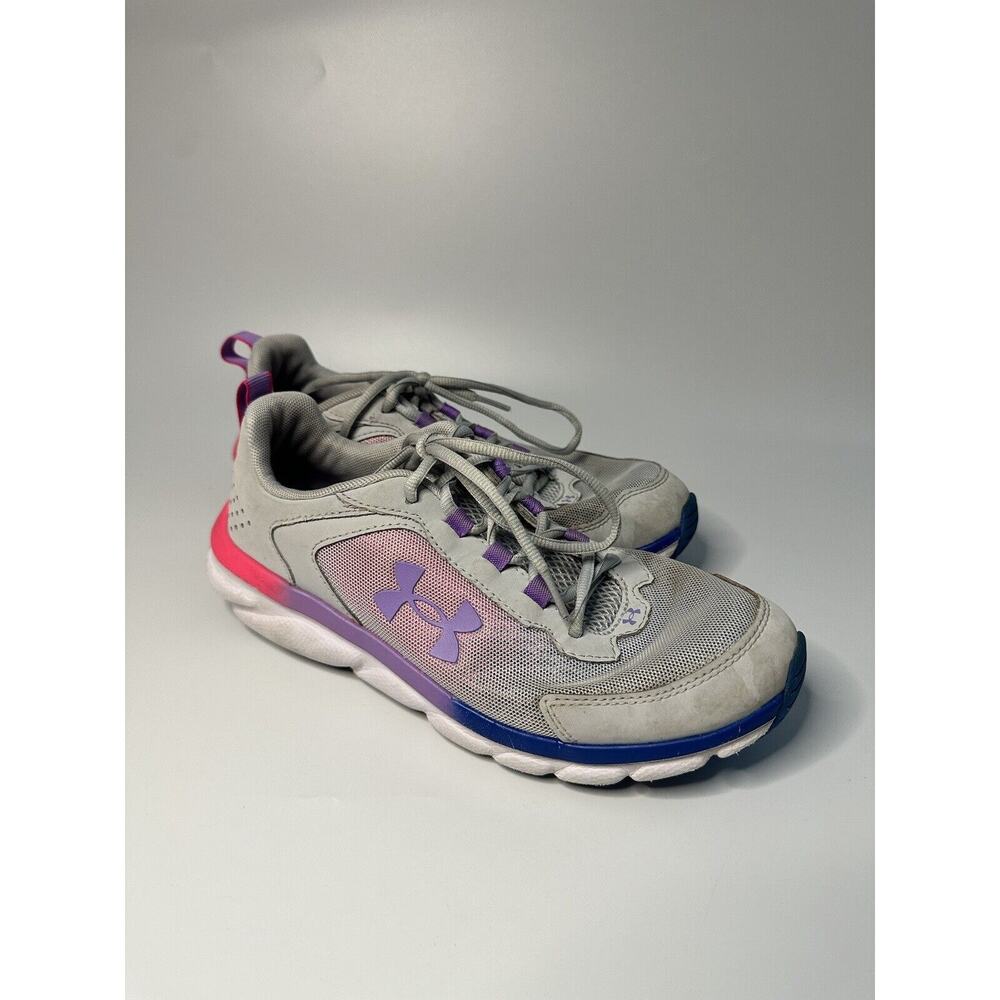 Under Armour Kids Youth 7Y UA Gray White Pink Running